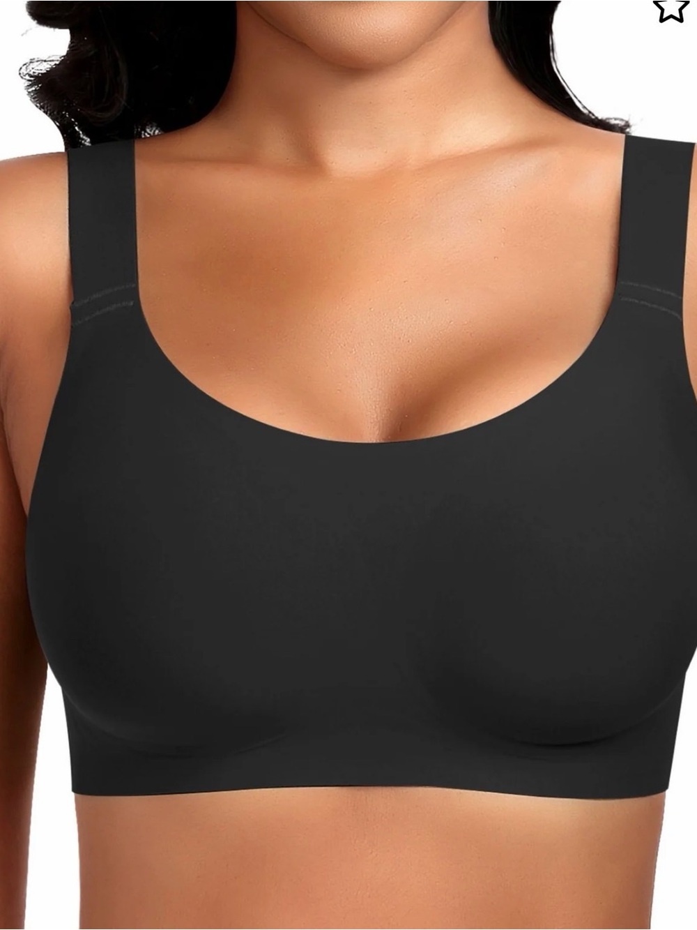 Werena U-Neck Seamless Full Coverage Wireless Bra Comfy Large NEW Extender Black